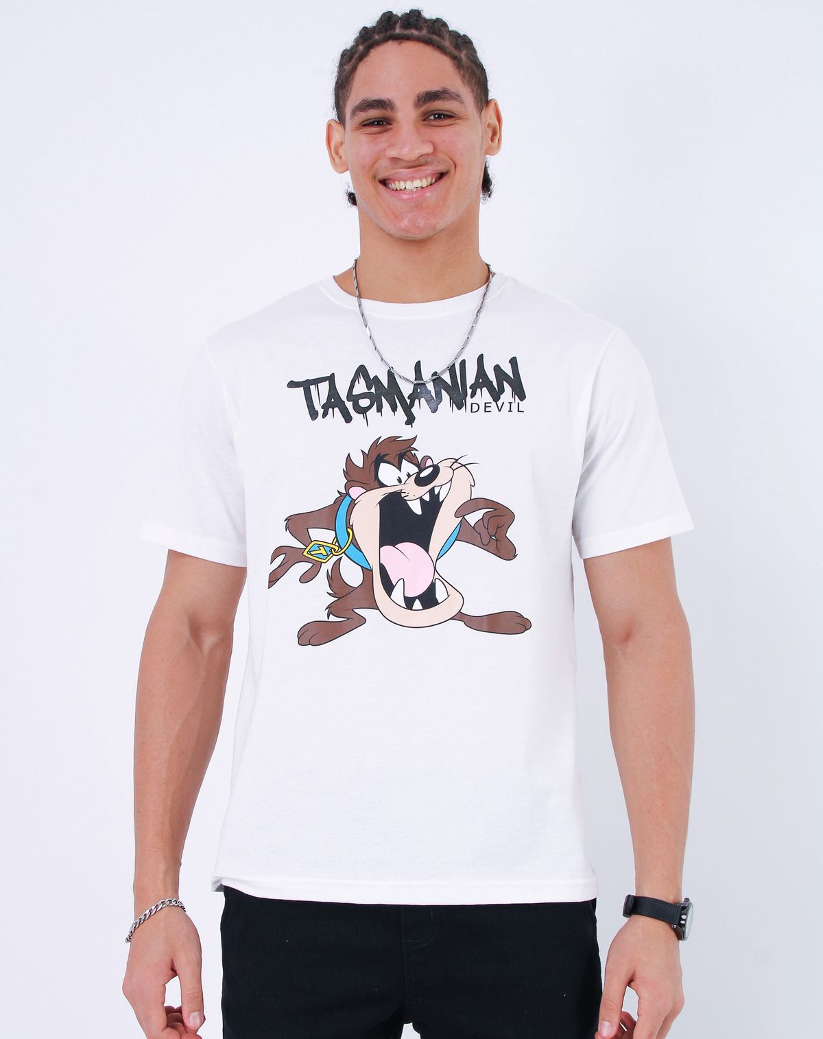 Camiseta Manga Curta Masculina Estampada off white - m