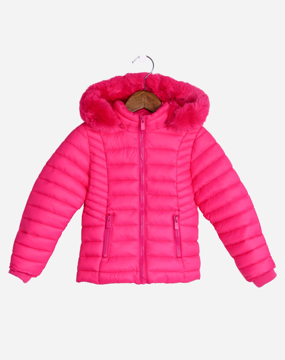 Jaqueta Puffer Infantil Menina Capuz – Tam. 1 a 3 anos pink - 2