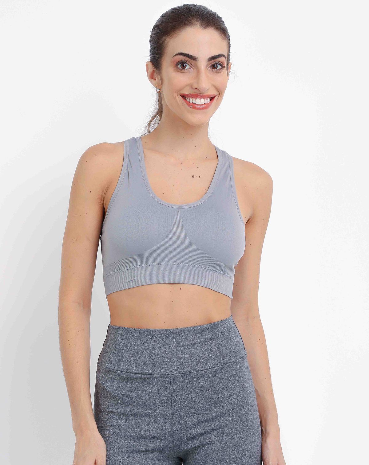 Top Fitness Feminino Alças Finas mescla - p