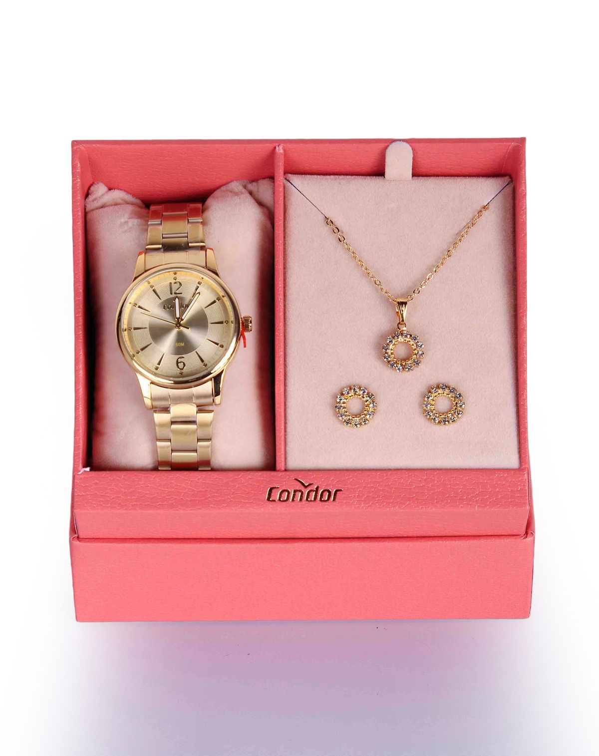 Kit Relógio Feminino Condor Analógico Dourado + Pulseira dourado - u