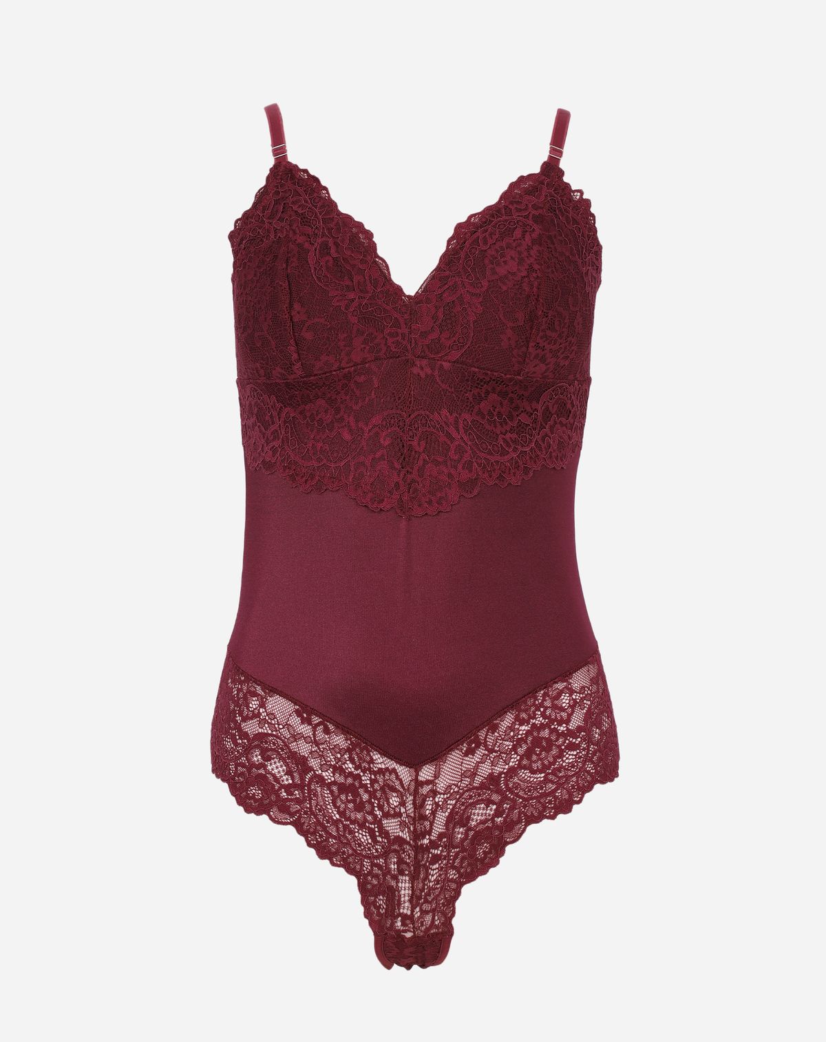 Body Feminino Rendado Alças Finas vinho - 40