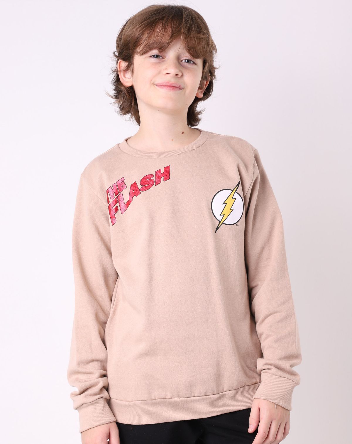 Moletom Juvenil Menino Estampa The Flash bege - 12