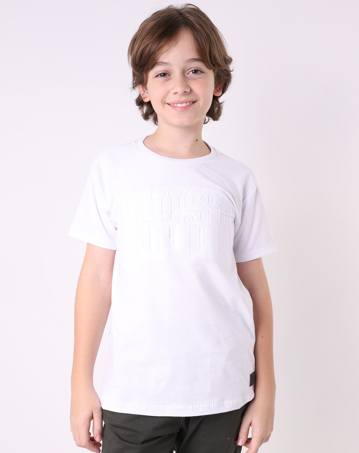 Camiseta Manga Curta Juvenil Menino Relevo branco - 10