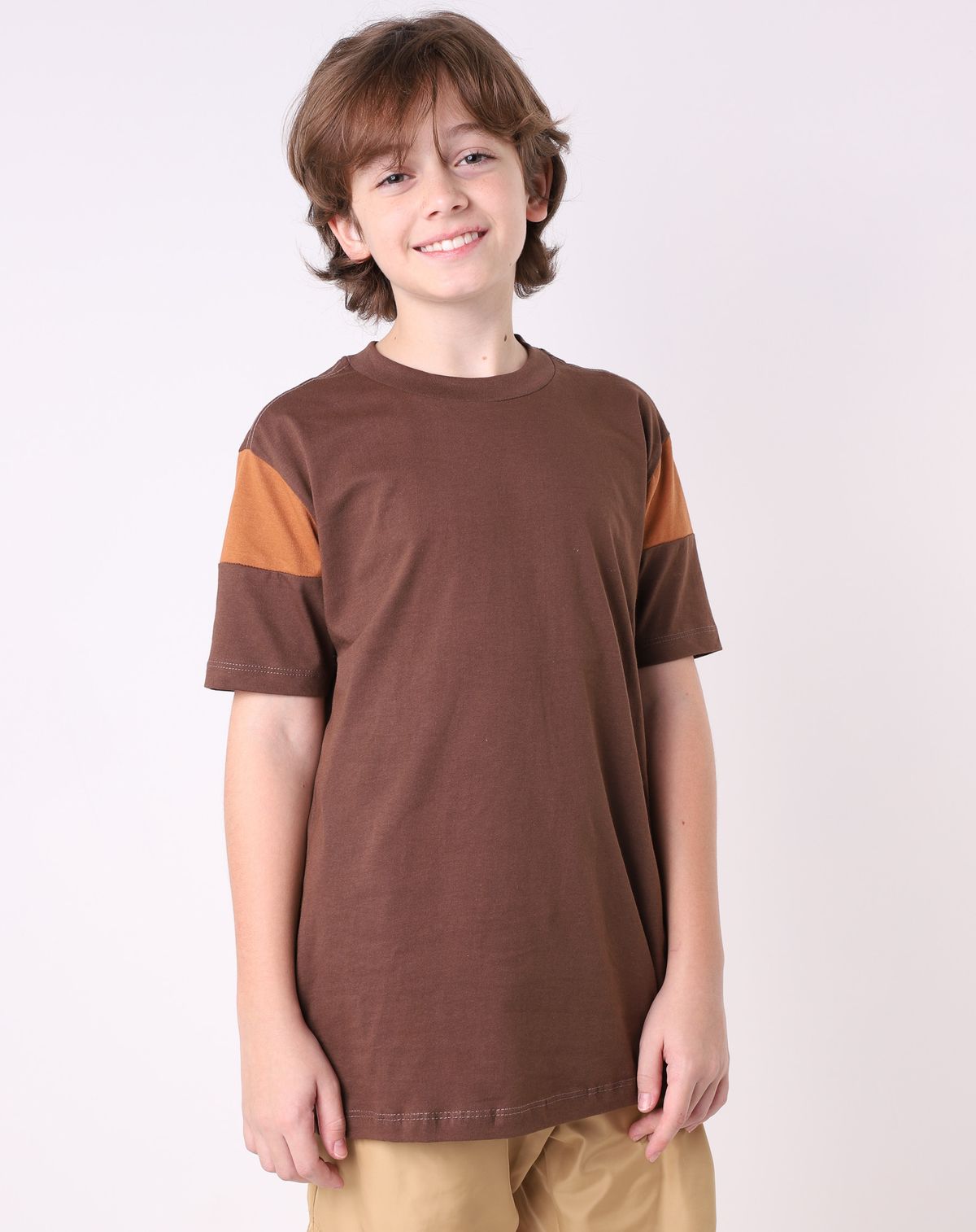 Camiseta Manga Curta Juvenil Menino Estampa Lettering marrom - 10