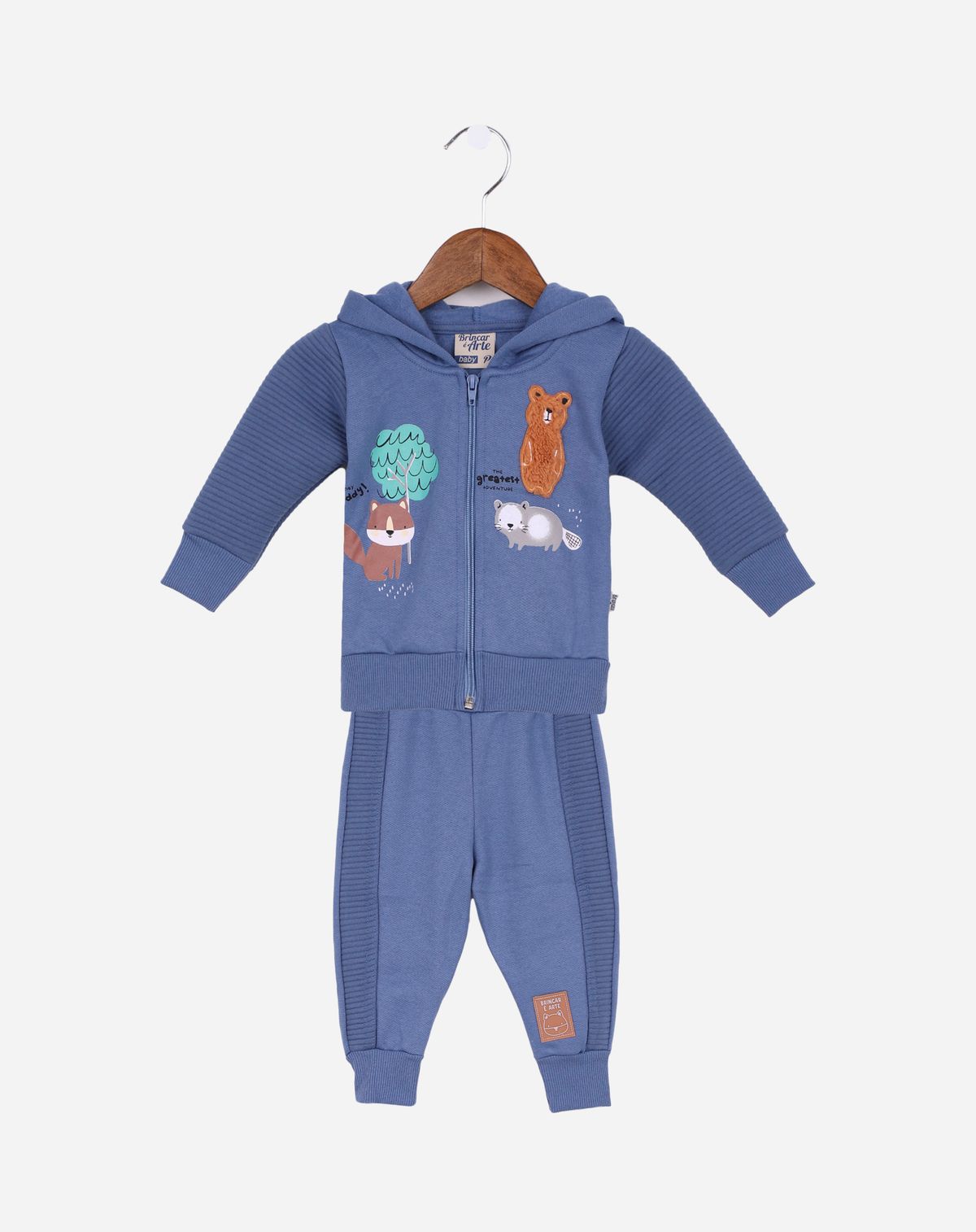 Conjunto Moletom Longo Bebê Menino Estampado azul - p