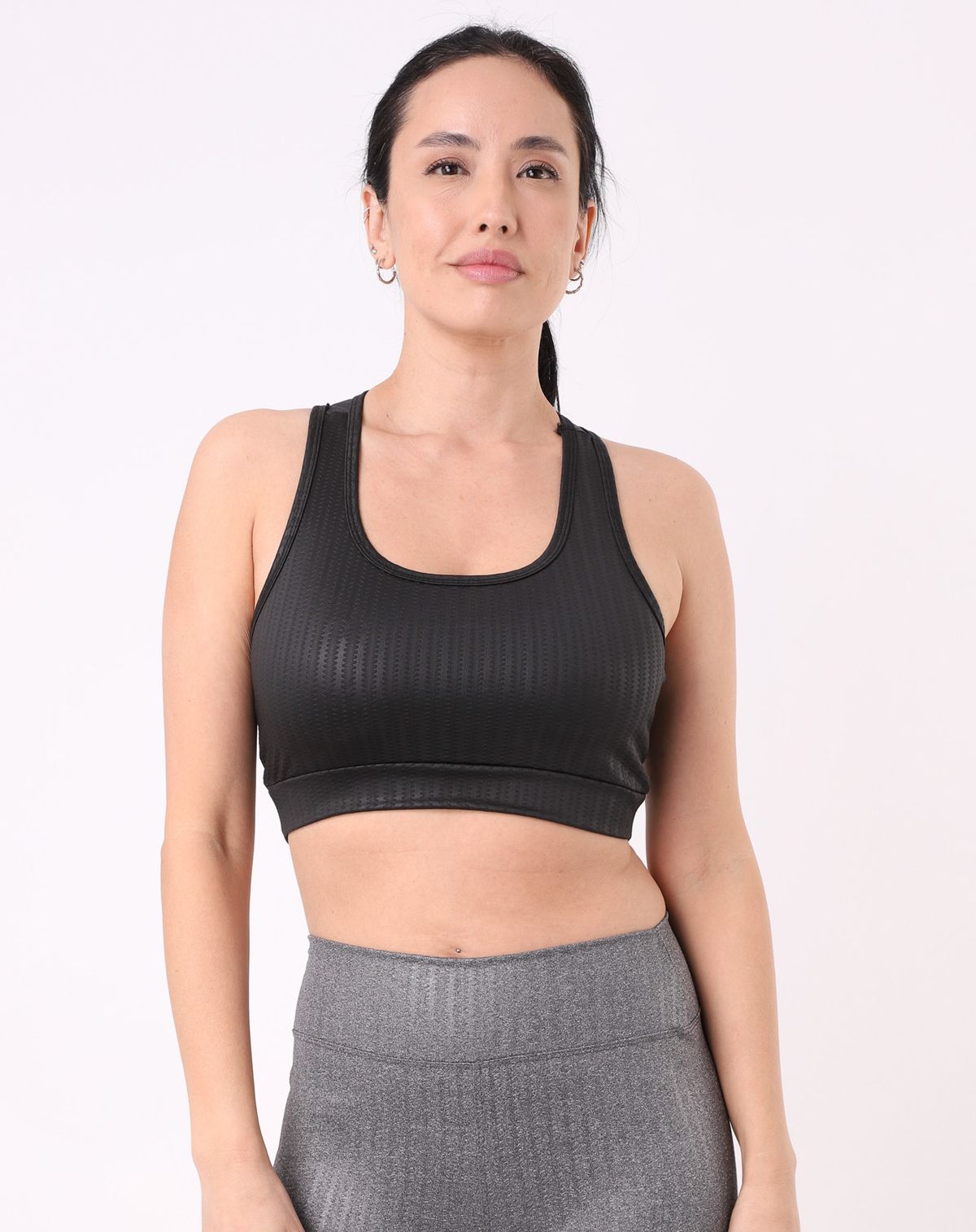 Top Fitness Feminino Costas Nadador preto - m