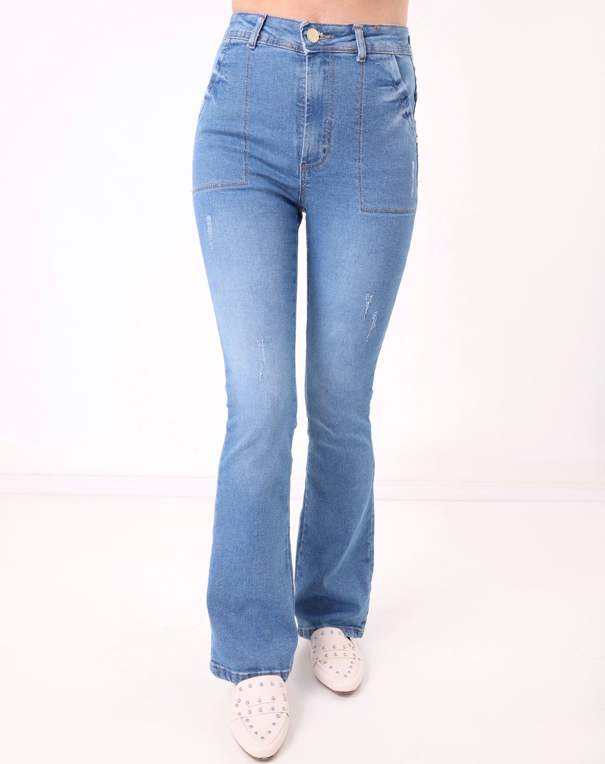 Calça Jeans Feminina Boot Cut Marmorizada jeans mÉdio - 36