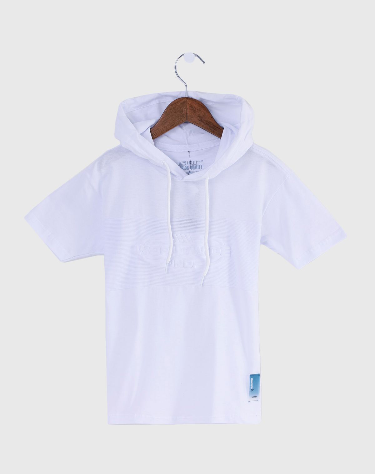 Camiseta Manga Curta Infantil Menino Capuz - Tam. 4 a 8 Anos branco - 6