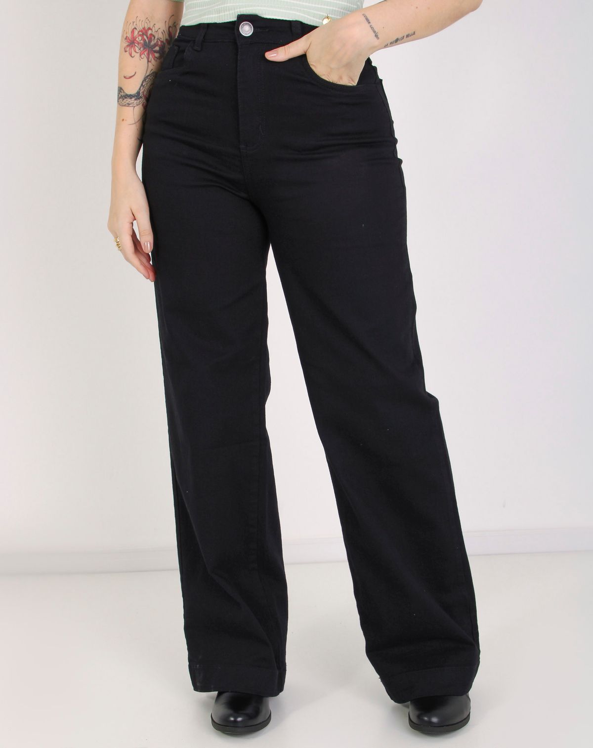 Calça Jeans Wide Leg Feminina jeans black - 38