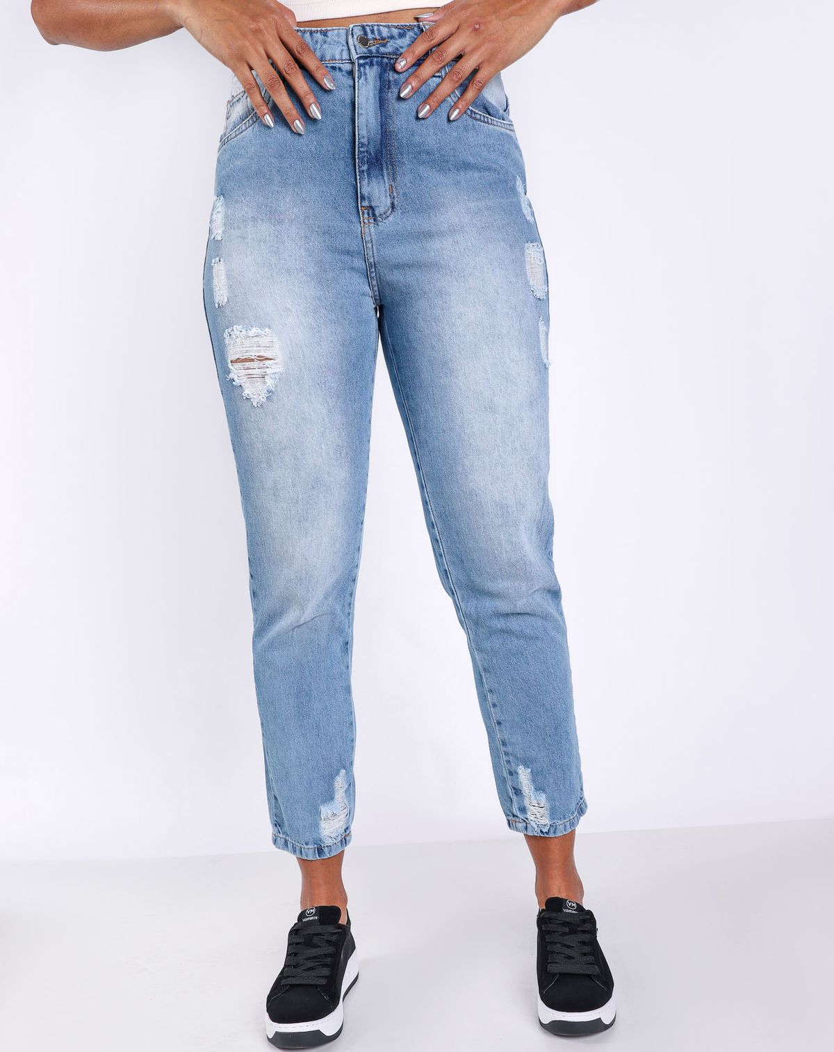 Calça Jeans Feminina Puídos jeans mÉdio - 36