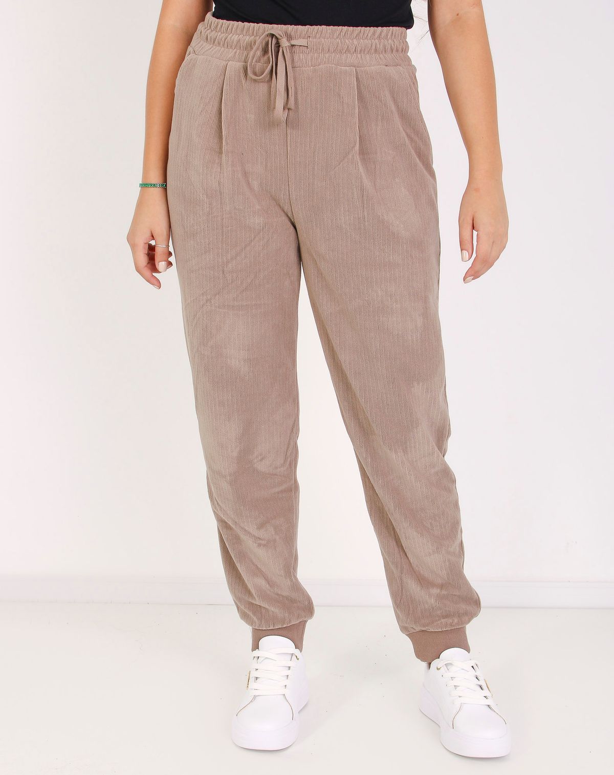 Calça Jogger Moletom Feminina Suede bege escuro - m