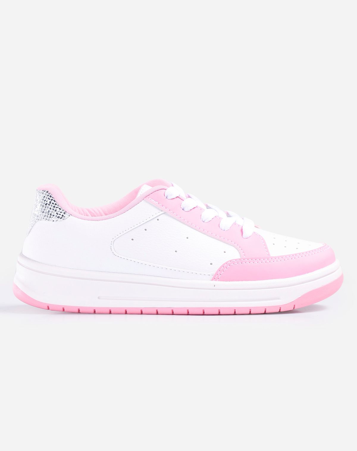 Tênis Infantil Menina Krisle Listras Brilho branco/rosa - 28