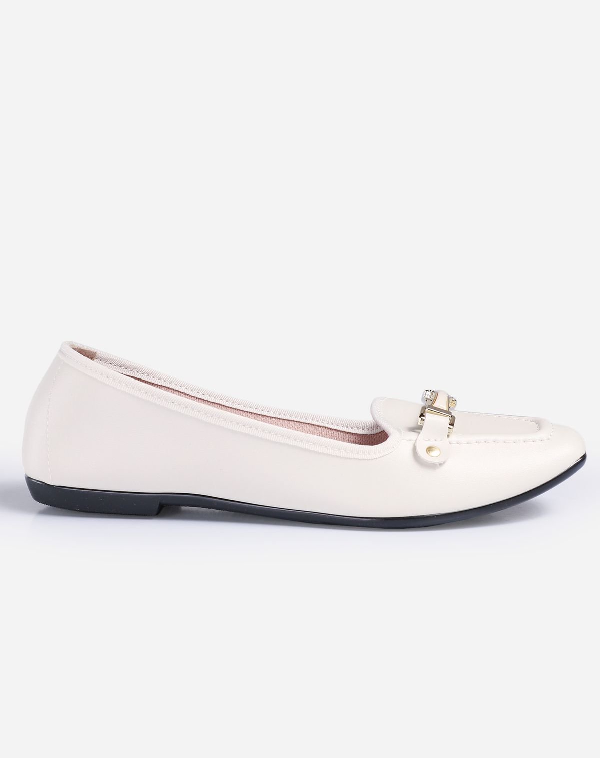 Sapatilha Feminina Moleca Bico Redondo Fivela branco off - 34