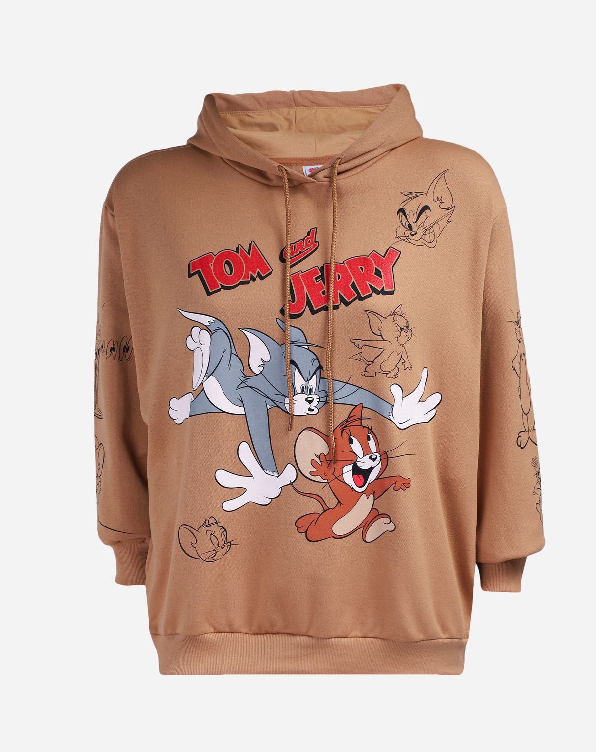 Moletom Plus Size Feminino Tom E Jerry Capuz bege - g2