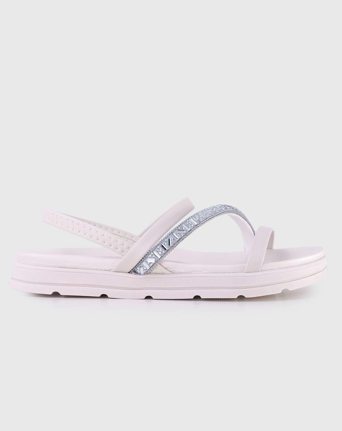 Sandália Flatform Feminina Moleca Tira Strass (2) branco off - 34