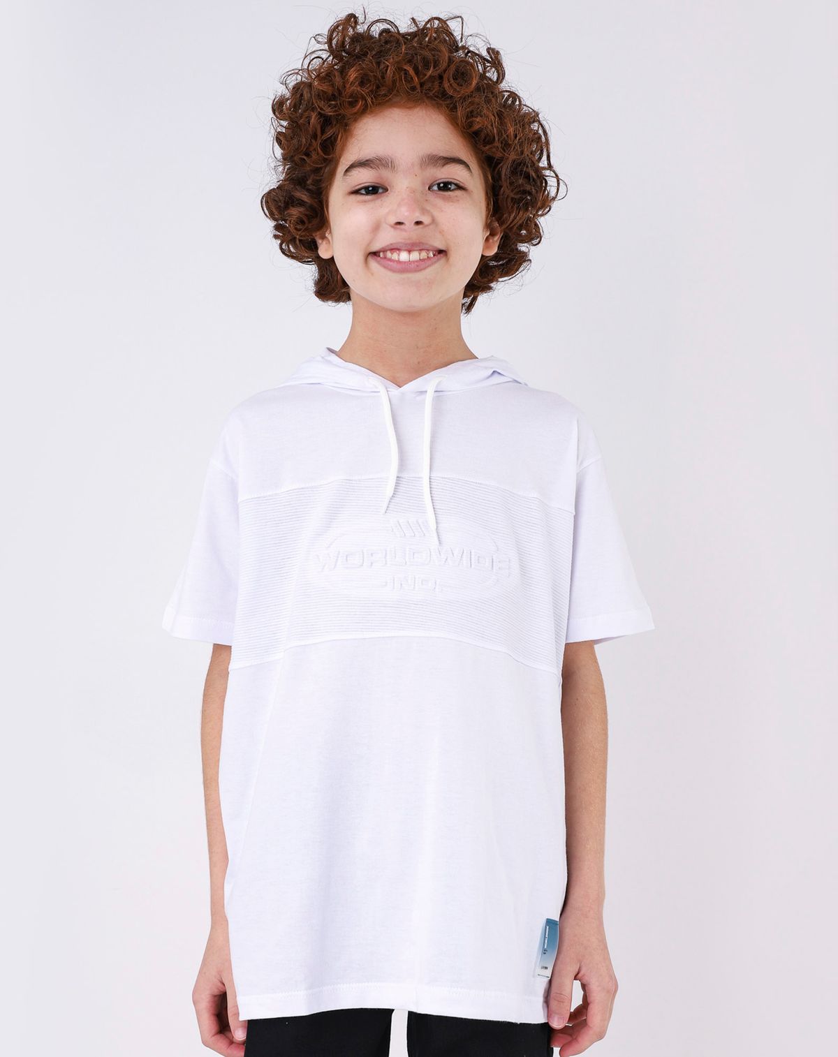 Camiseta Manga Curta Juvenil Menino Capuz (6) branco - 10