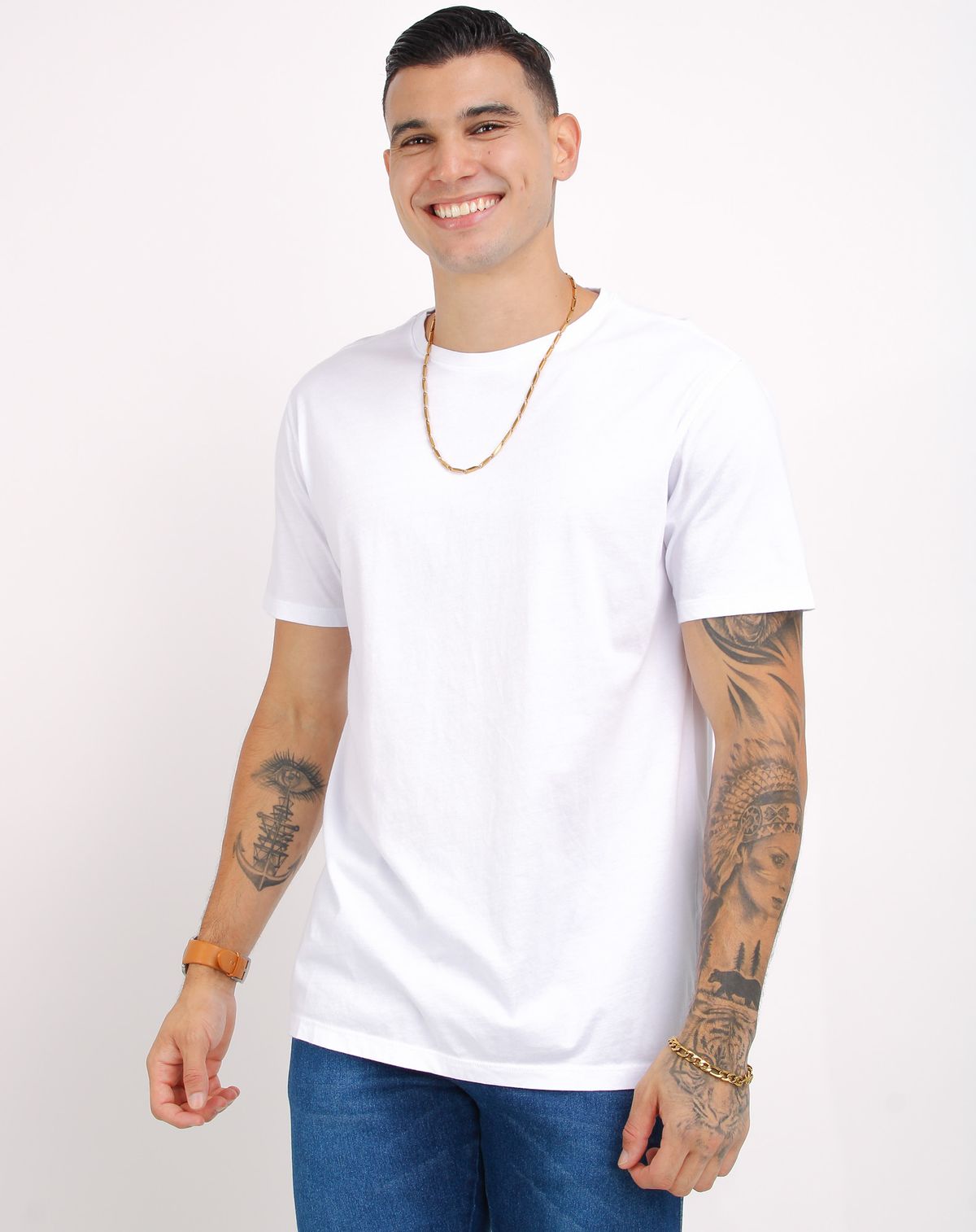 Camiseta Manga Curta Masculina Básica off white - g