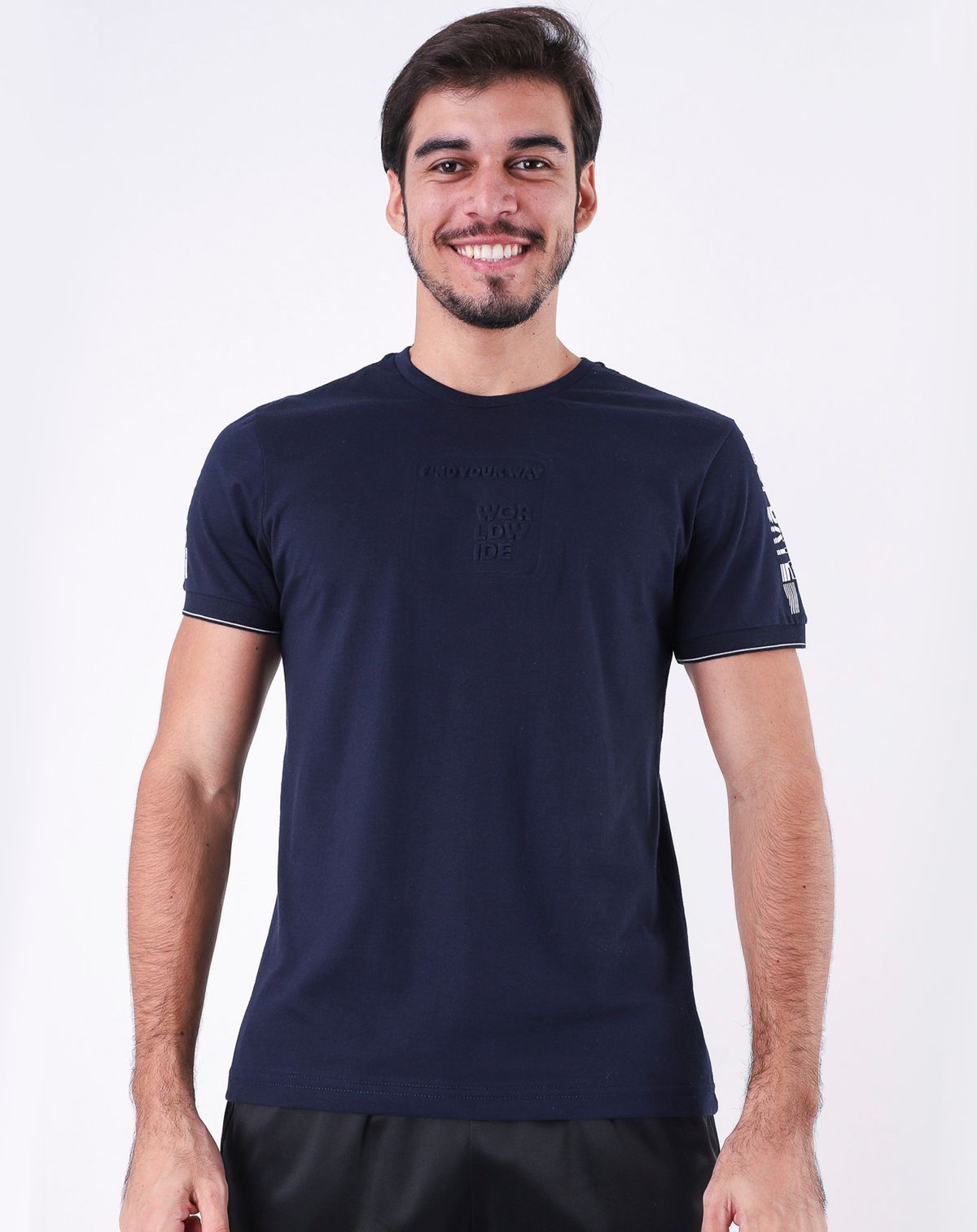 Camiseta Manga Curta Masculina Estampada marinho - p