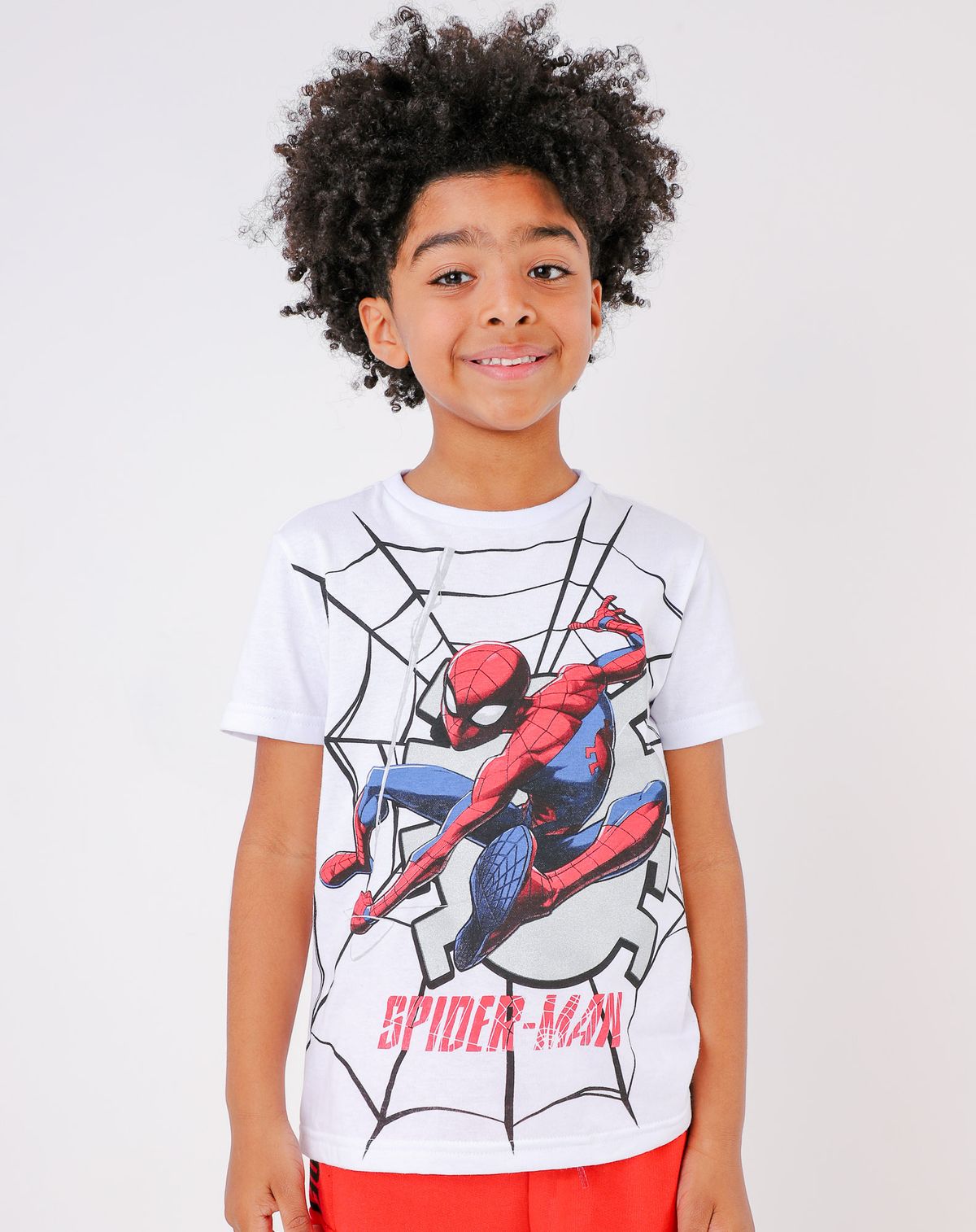 Camiseta Infantil Menino Manga Curta Estampa Homem Aranha - Tam. 4 A 8 Anos branco - 4