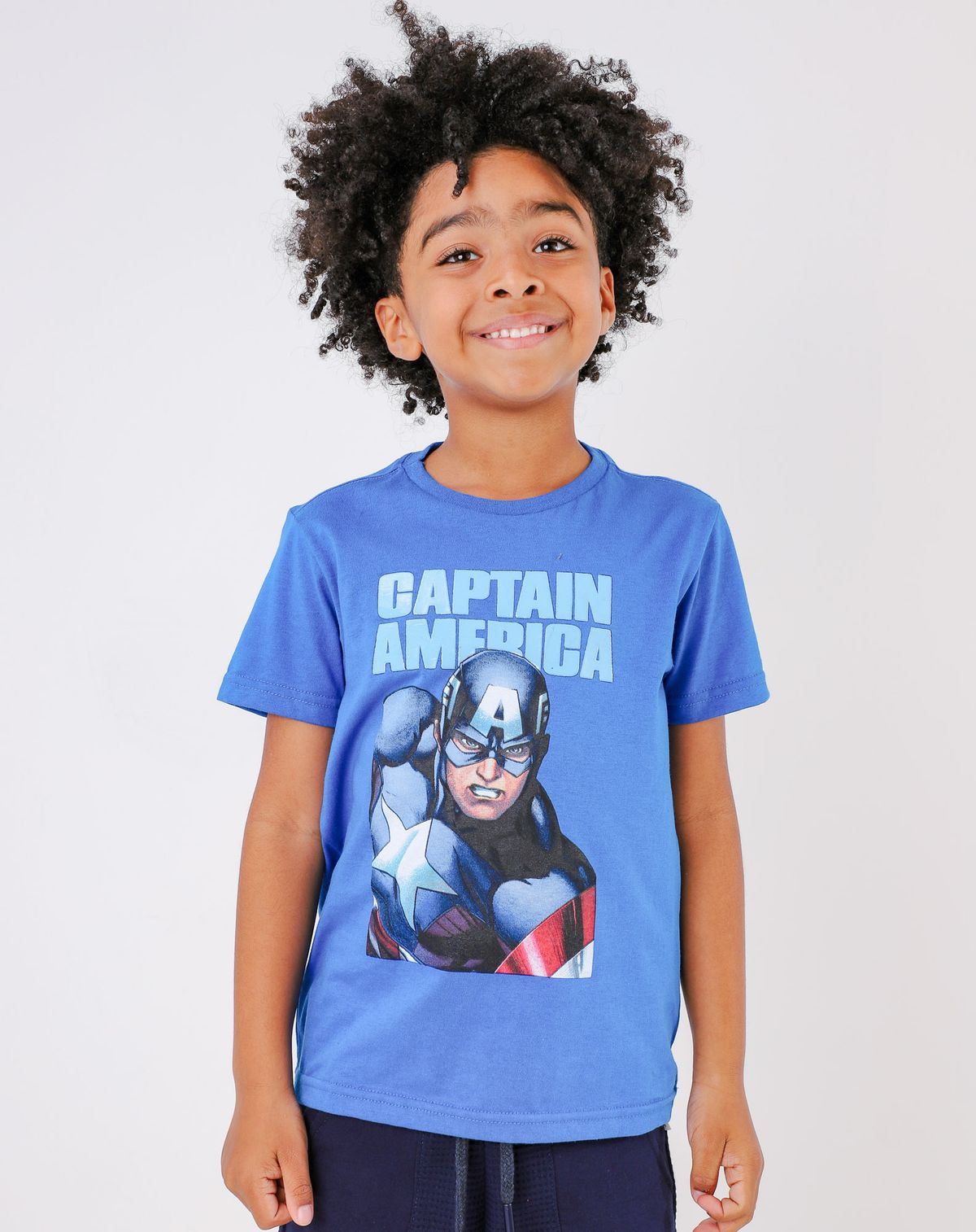 Camiseta Infantil Menino Manga Curta Capitão América - Tam. 4 A 8 Anos royal - 4