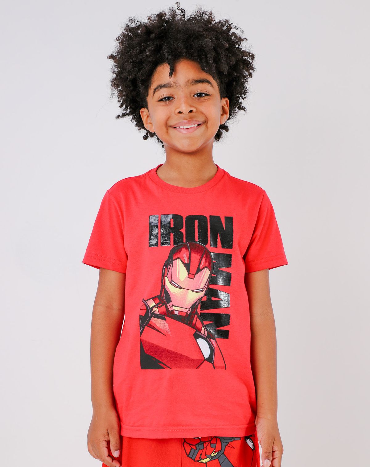 Camiseta infantil Menino Manga Curta Estampa Iron Man - Tam. 4 a 12 Anos vermelho - 4