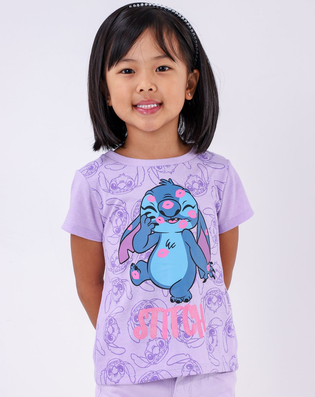 Camiseta Infantil Menina Manga Curta Stitch - Tam. 4 a 10 Anos (2) lilas - 4