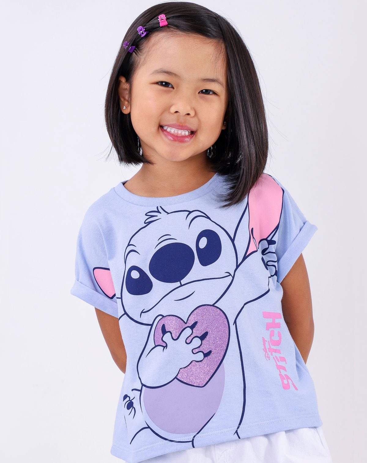 Camiseta Infantil Menina Manga Curta Stitch - Tam. 4 a 10 Anos (2) azul - 4