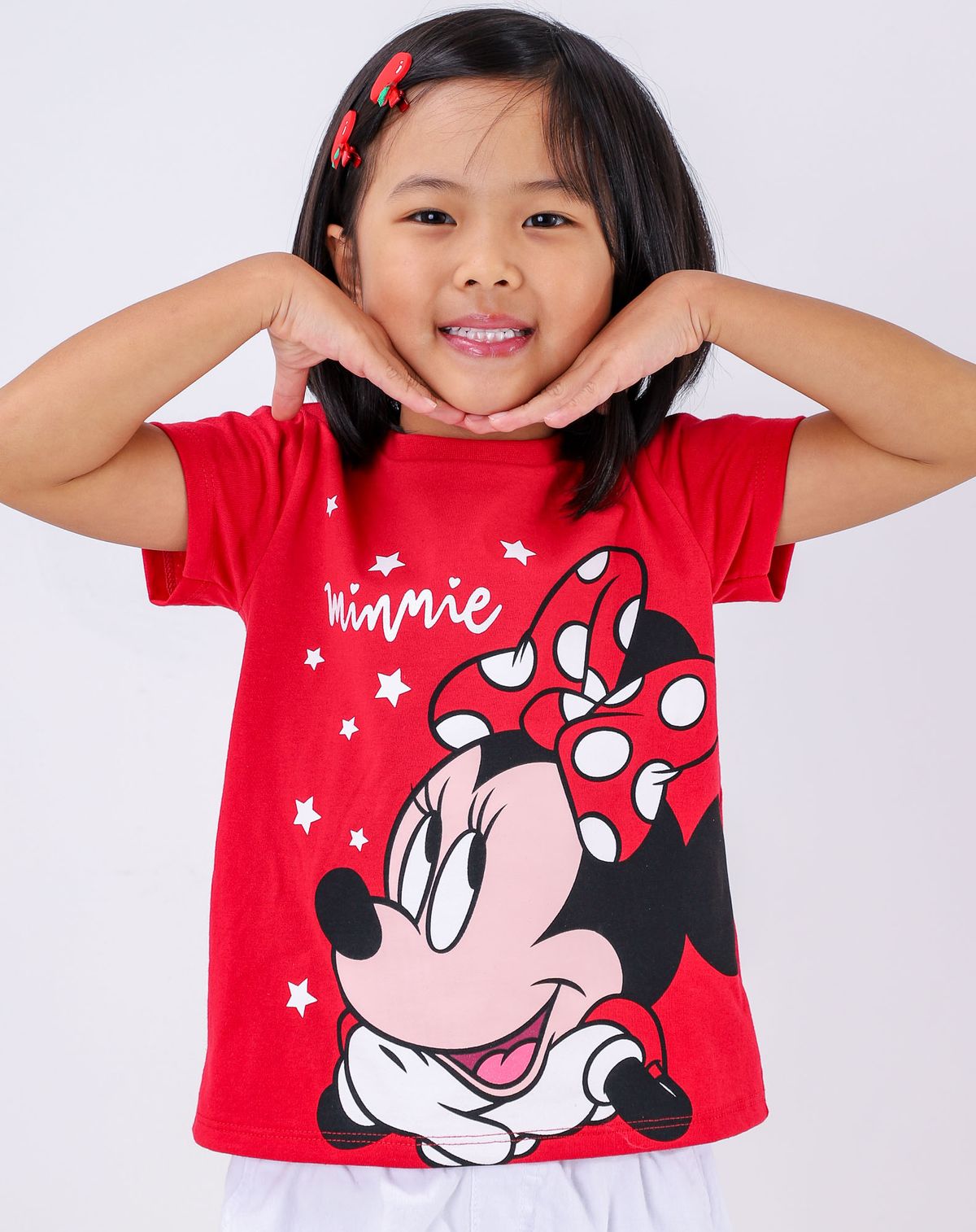 Camiseta Manga Curta Infantil Menina Minnie - Tam. 4 A 12 Anos vermelho - 4