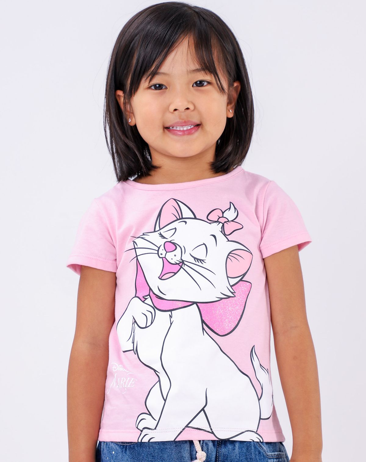 Camiseta Manga Curta Infantil Menina Gata Marie - Tam. 4 A 10 Anos rosa - 4