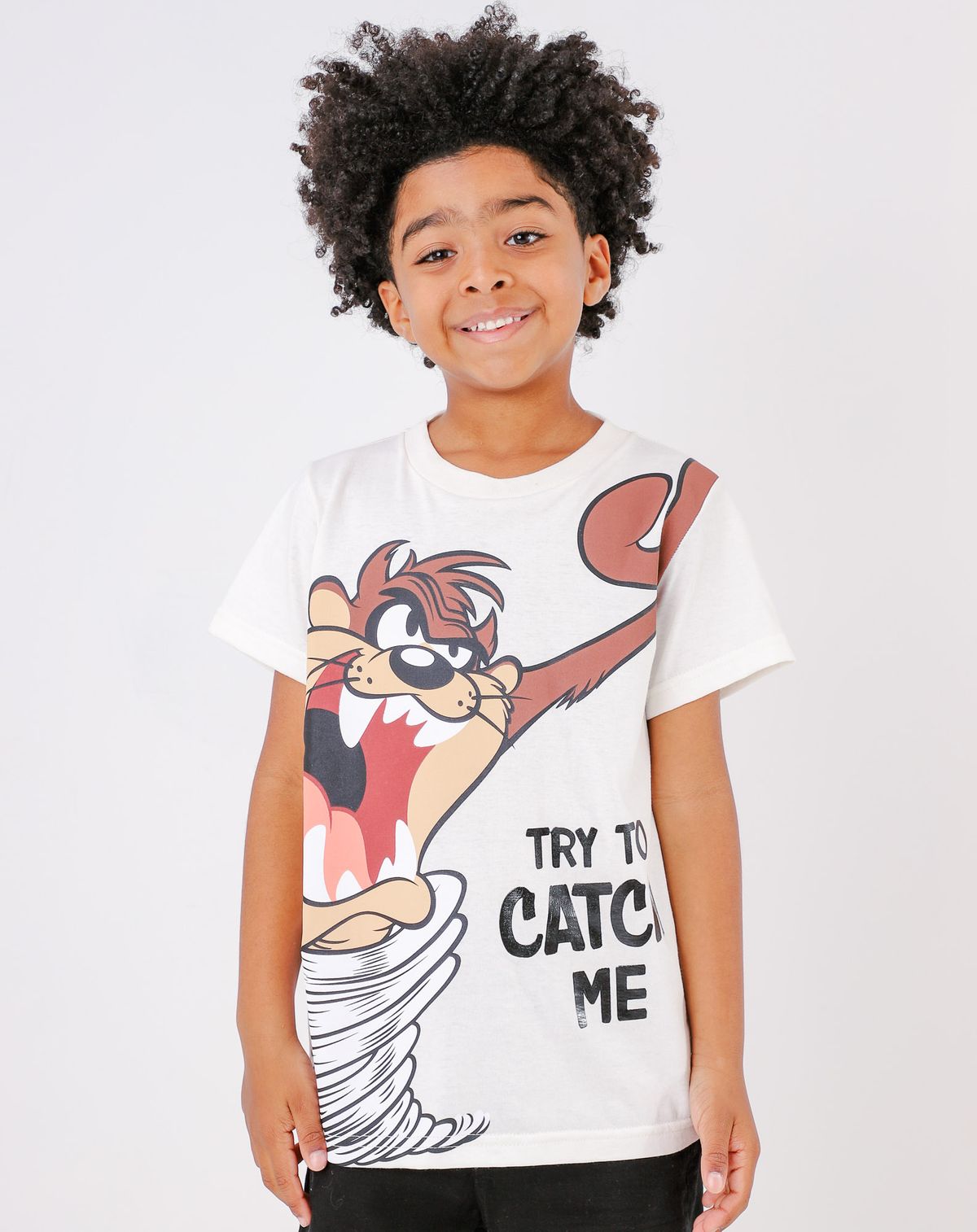 Camiseta Infantil Menino Taz - Tam. 4 a 10 Anos off white - 4