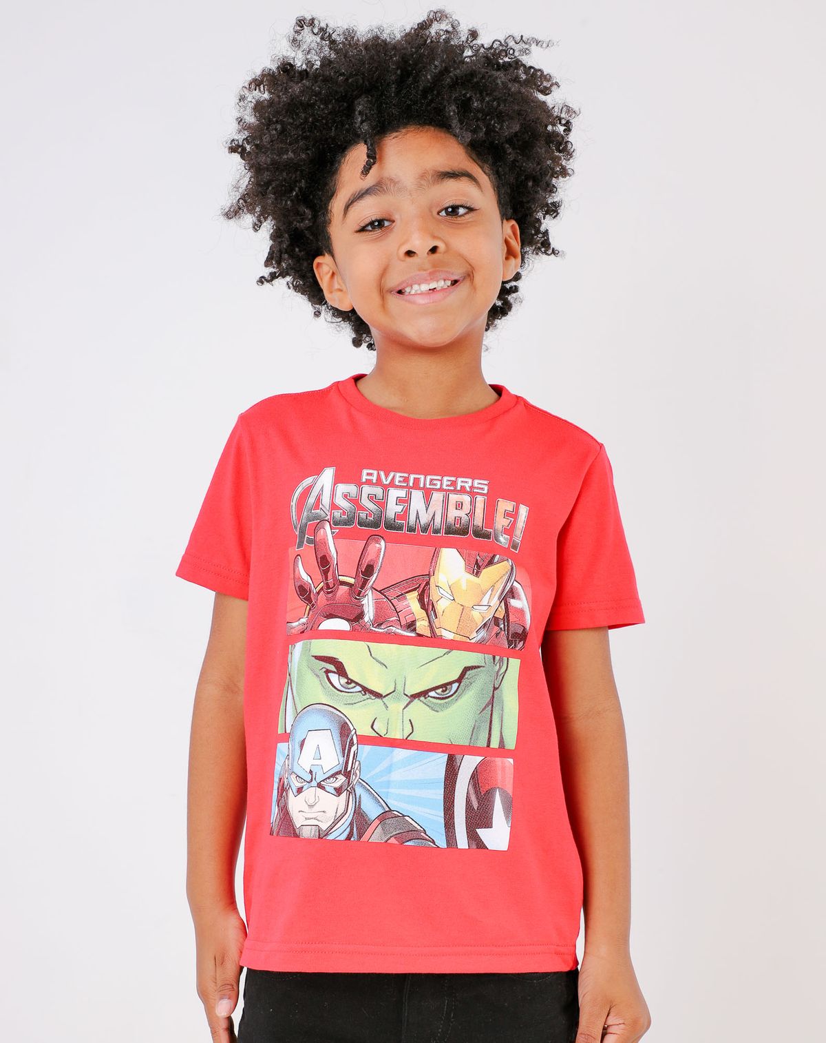 Camiseta Manga Curta Infantil Menino Vingadores - Tam. 4 a 12 Anos vermelho - 6