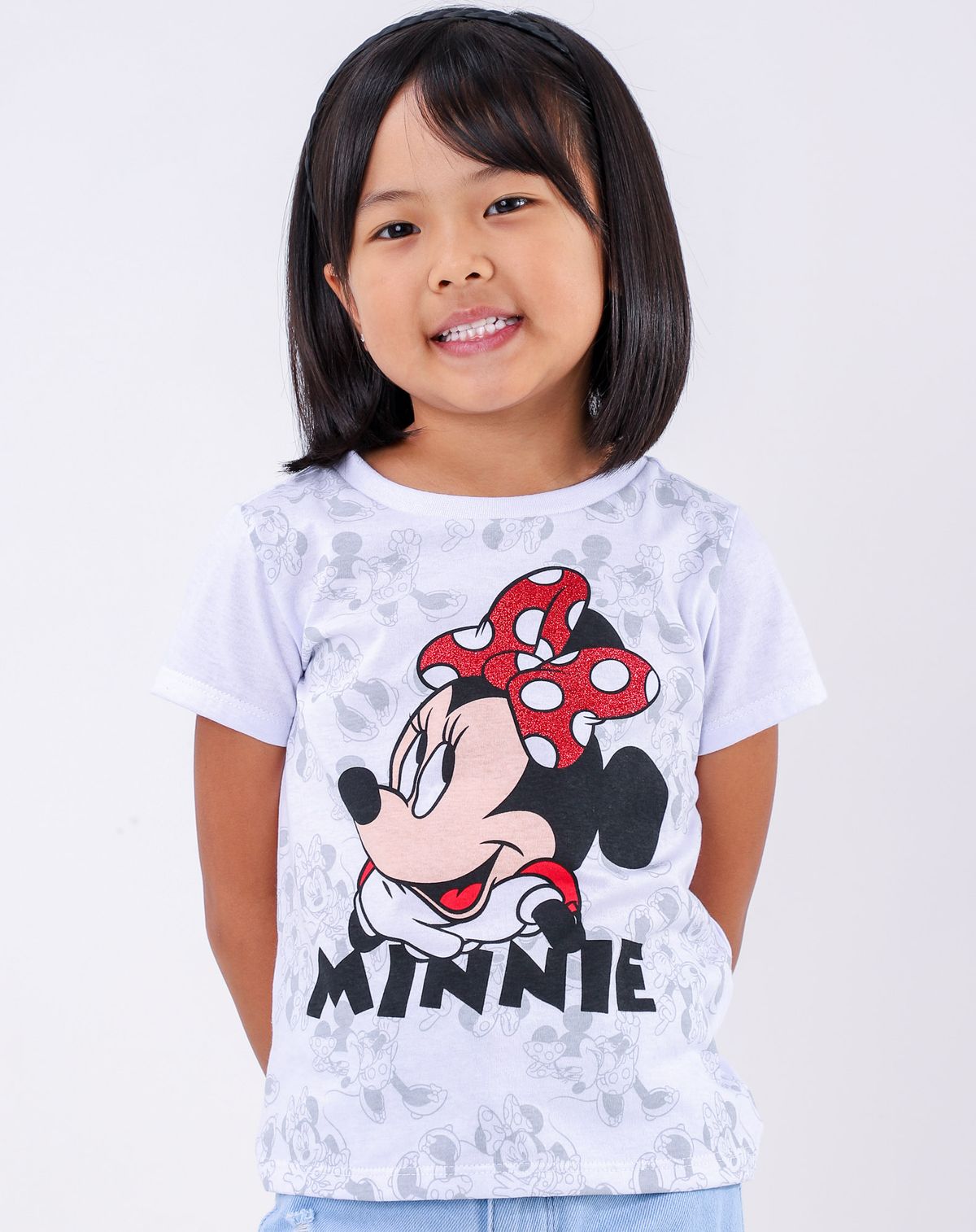 Camiseta Manga Curta Infantil Menina Minnie - Tam. 4 A 10 Anos branco - 4