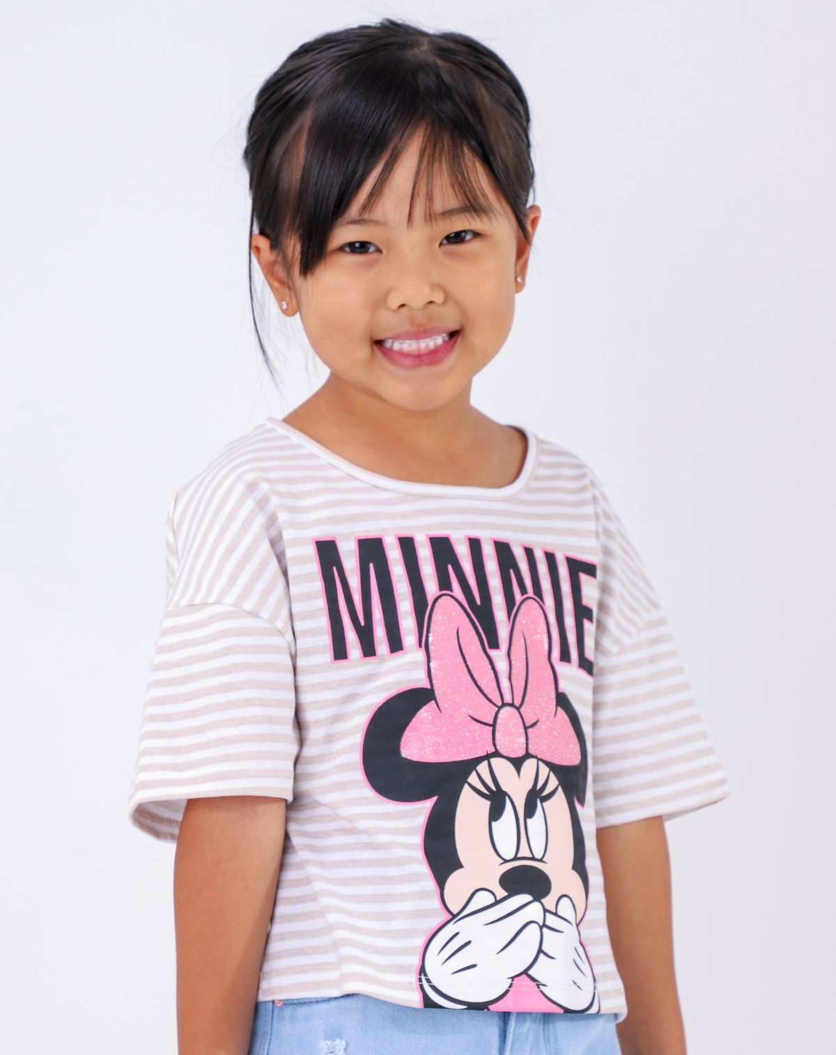 Camiseta Manga Curta Infantil Menina Listrada Minnie - Tam. 4 A 10 Anos areia - 4