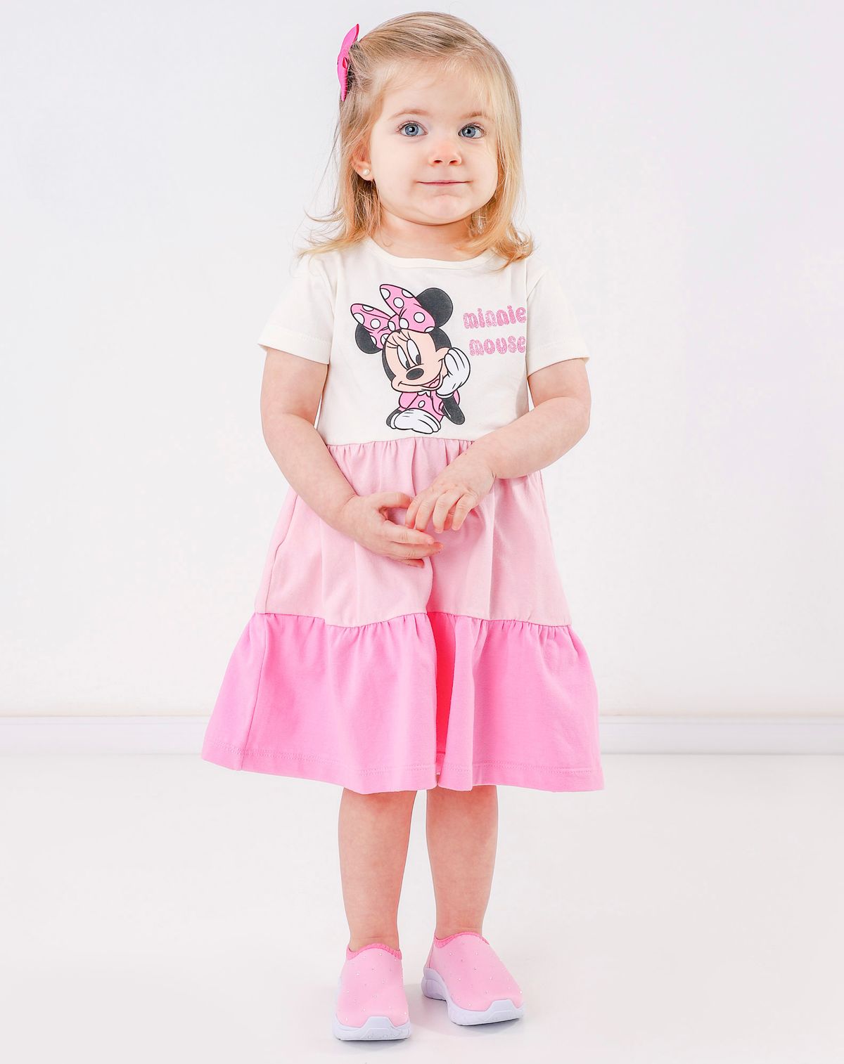 Vestido Três Marias Infantil Menina Minnie Mouse - Tam. 1 A 3 Anos off white - 1