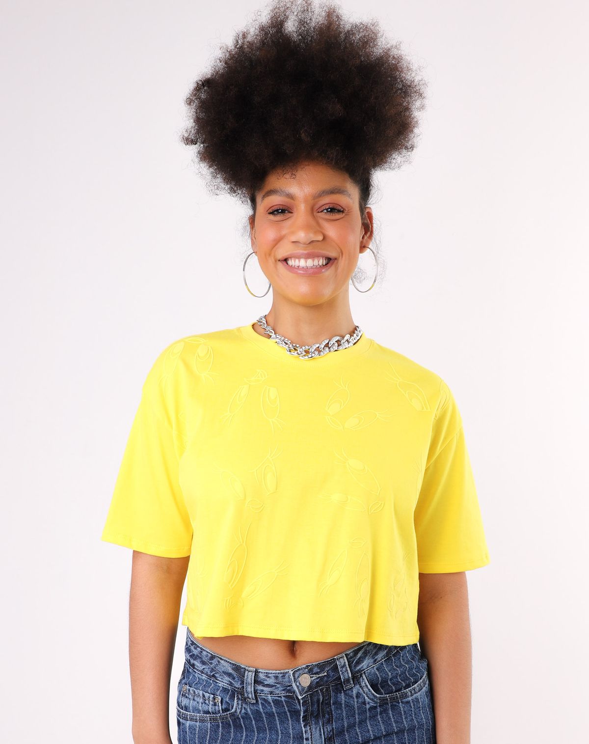 Camiseta Manga Curta Feminina Estampa Piu Piu amarelo - p