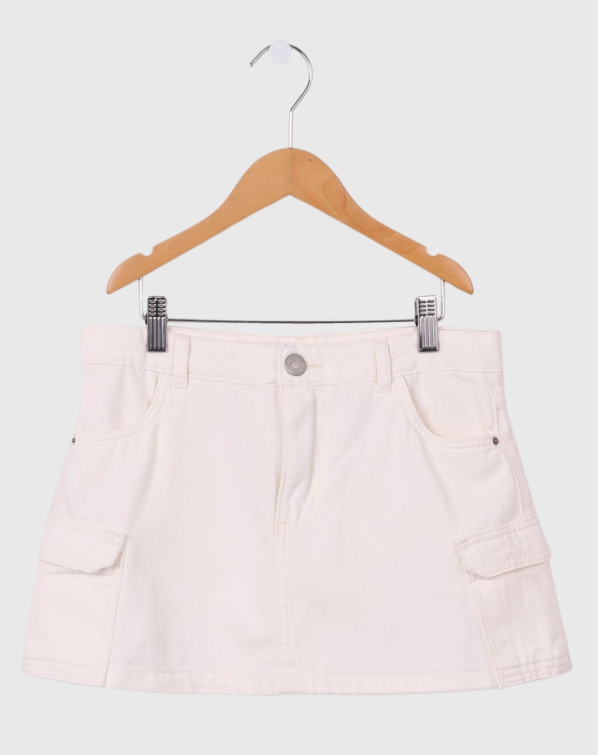 Saia Sarja Juvenil Menina Bolsos Cargos off white - 10