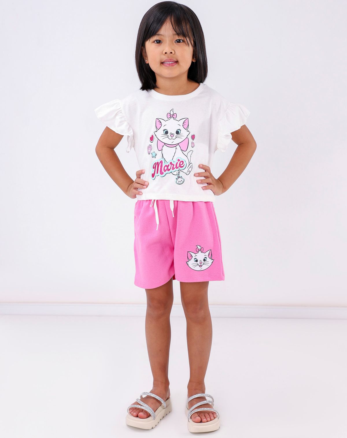 Conjunto Infantil Menina Com Short Marie- Tam. 4 A 10 Anos off white - 4