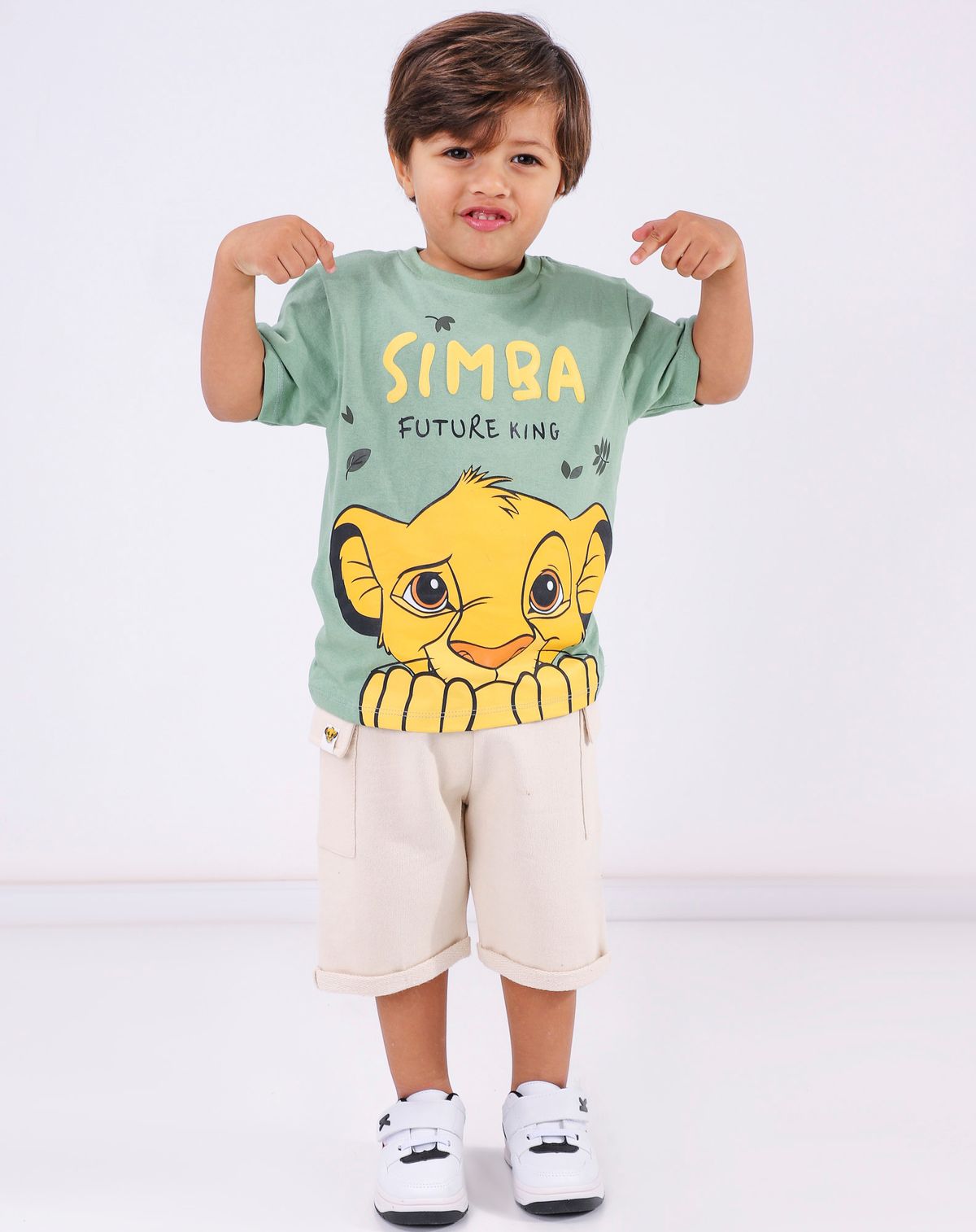 Conjunto Curto Infantil Menino Simba - Tam. 1 a 3 Anos verde musgo - 1