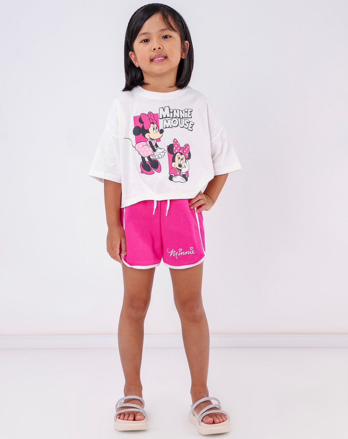 Conjunto Infantil Menina Com Short Running Minnie - Tam. 4 A 10 Anos off white - 4