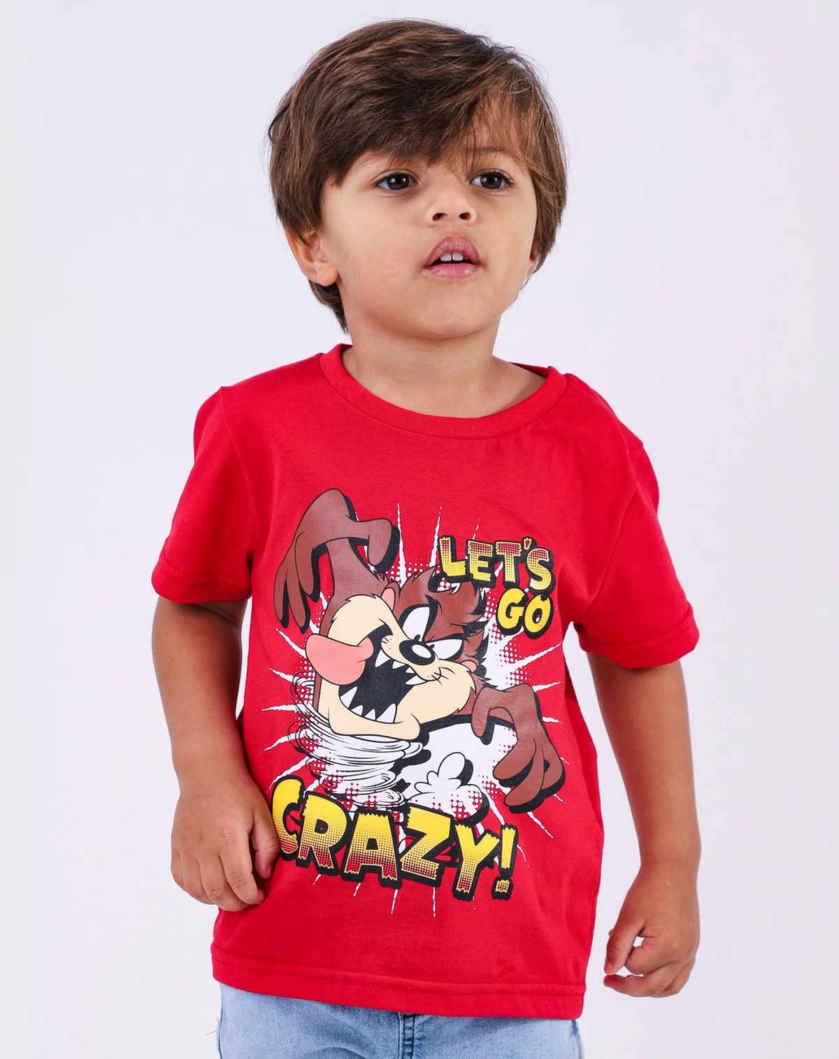 Camiseta Manga Curta Infantil Menino Taz Looney Tunes - Tam. 1 a 3 anos vermelho - 1