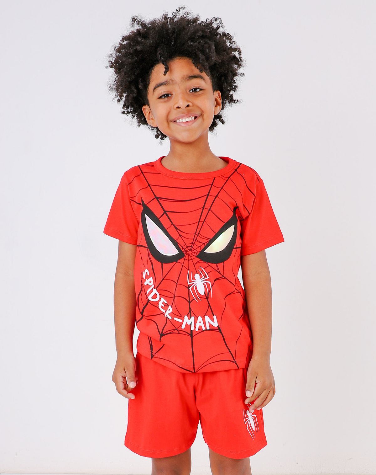 Pijama Curto Infantil Menino Homem-Aranha - Tam. 4 a 10 Anos vermelho - 4