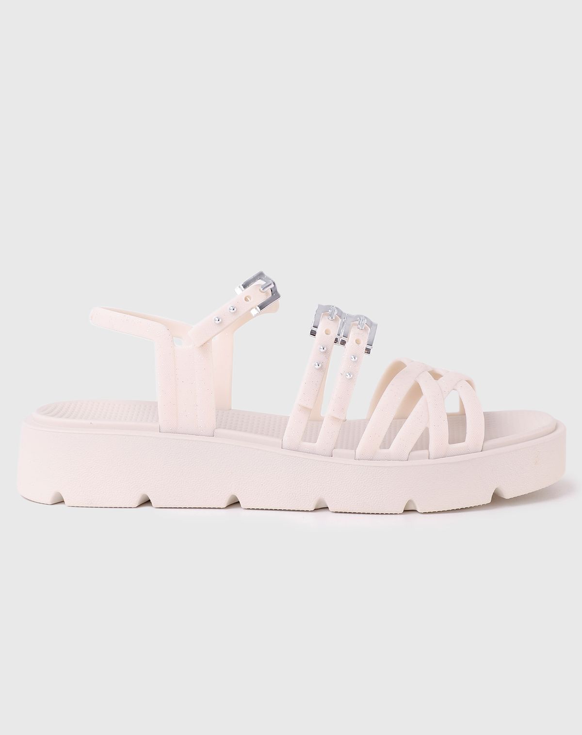 Sandália Feminina Zaxy Tiras Fivelas off white - 33/4