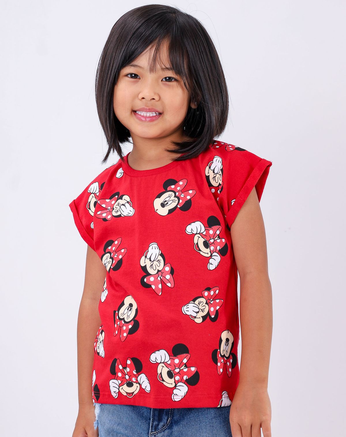 Camiseta Manga Curta Infantil Menina Minnie Disney - Tam. 4 A 10 Anos vermelho - 4