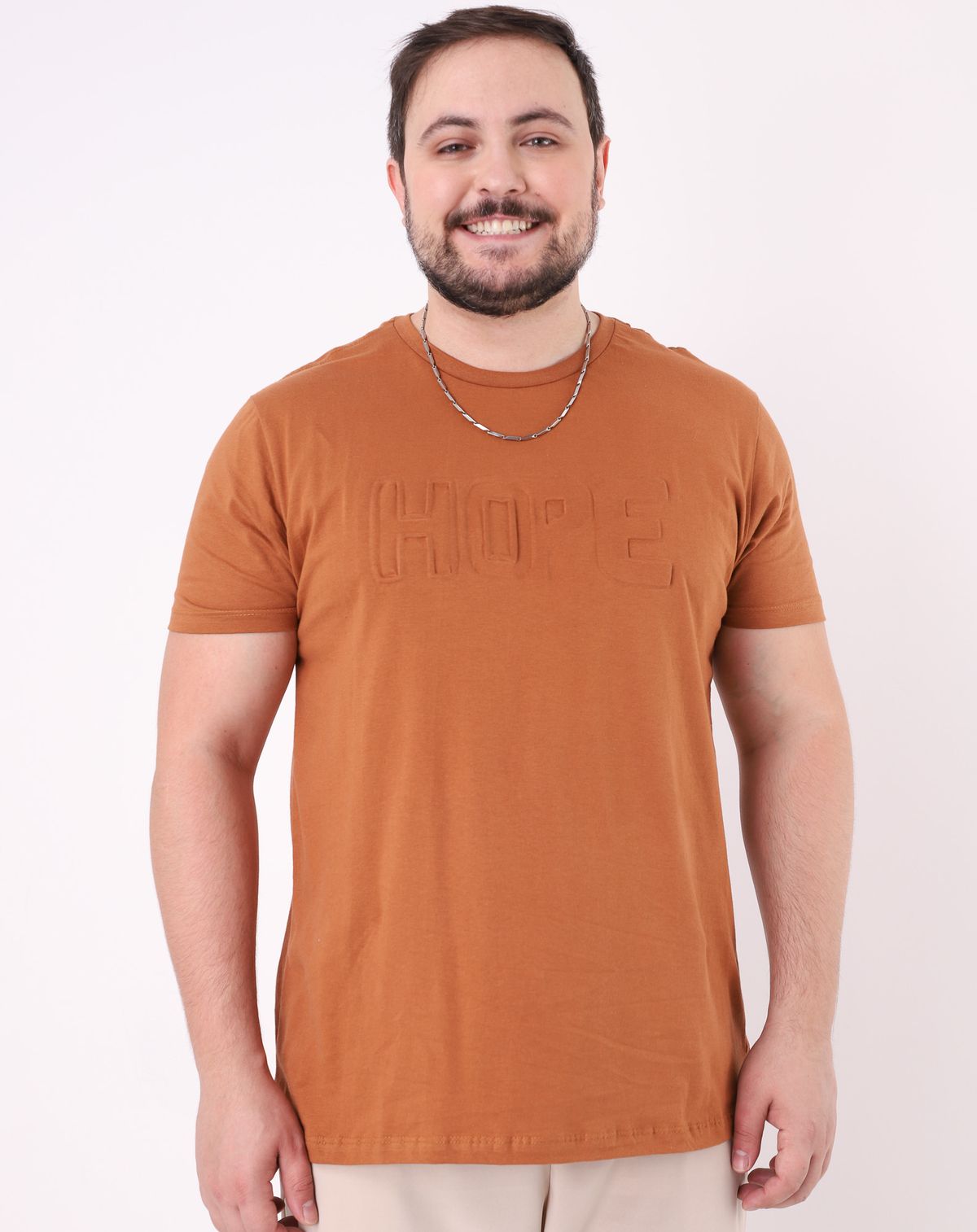 Camiseta Manga Curta Plus Size Masculina Estampada caramelo - g2