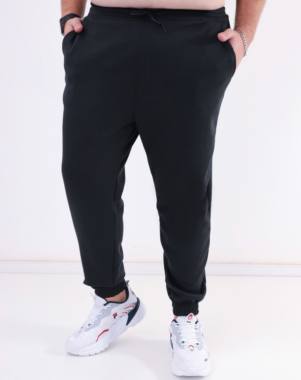 Calça Plus Size Jogger Moletom Masculina Básica preto - g1