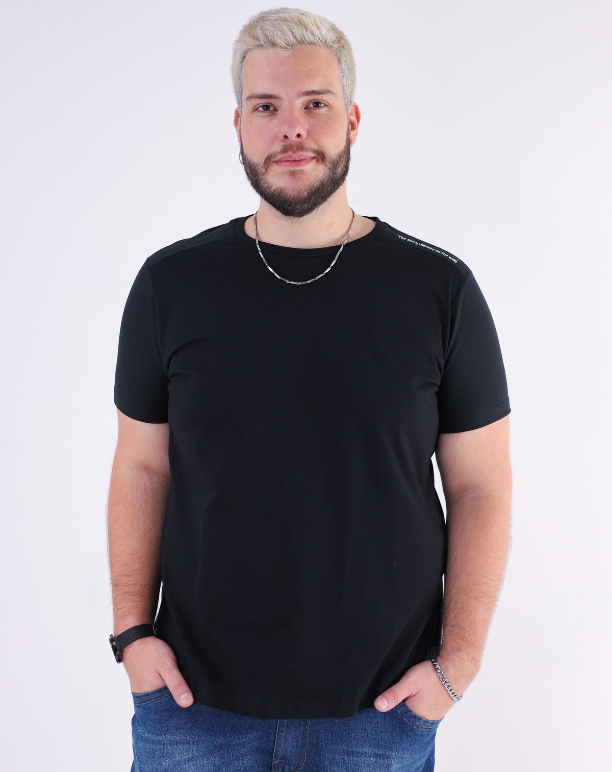 Camiseta Manga Curta Masculina Plus Size Básico (2) preto - g3