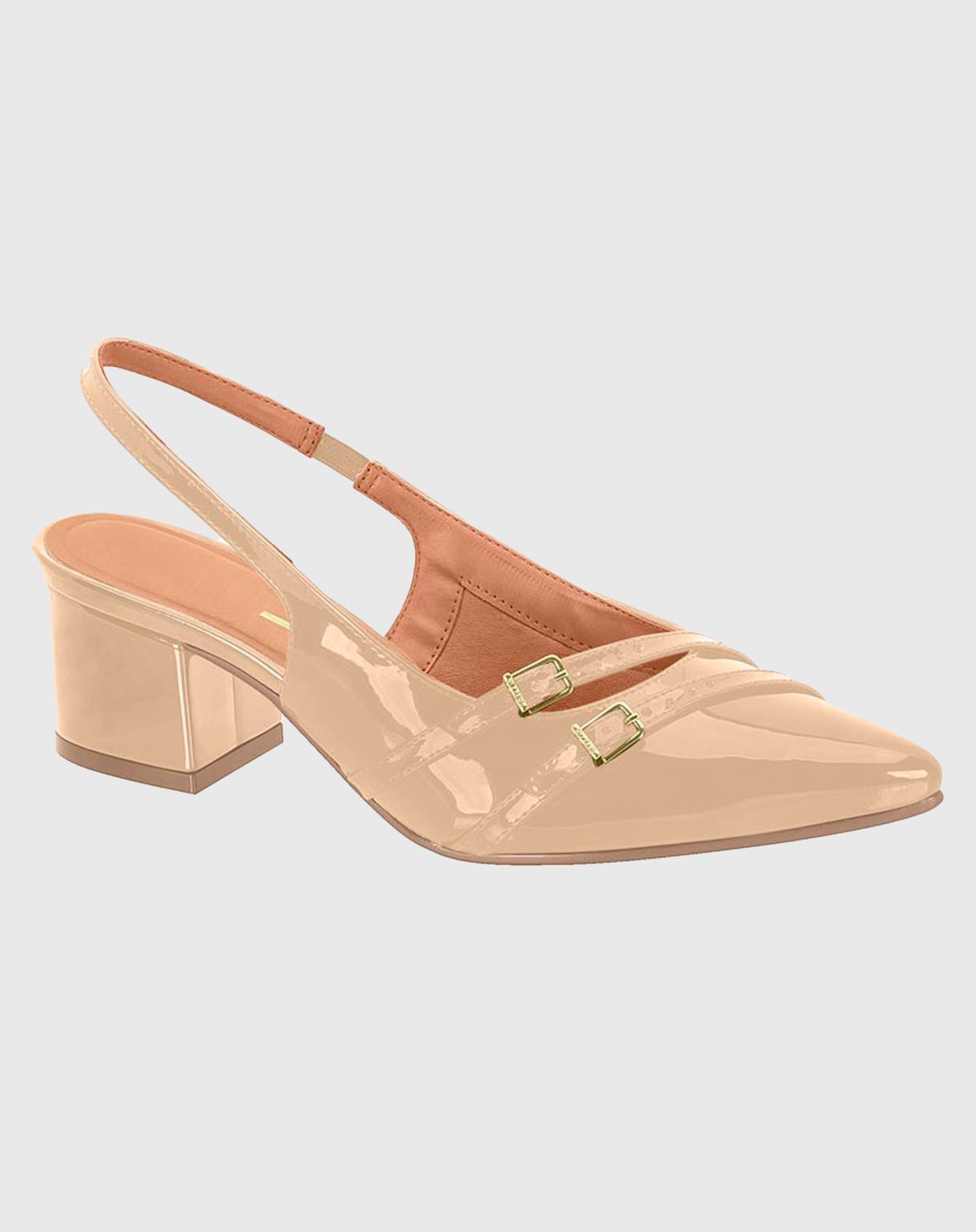 Scarpin Slingback Feminino Vizzano Fivelas bege - 35