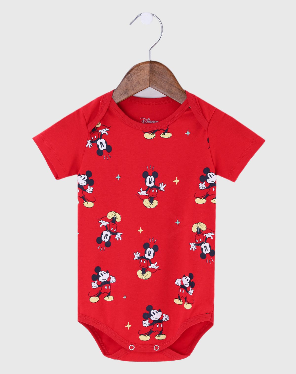 Body Infantil Bebê Mangas Curtas Mickey vermelho - p