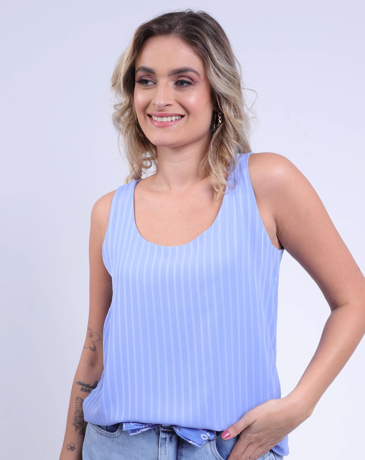 Regata Feminina Alças Médias azul - p