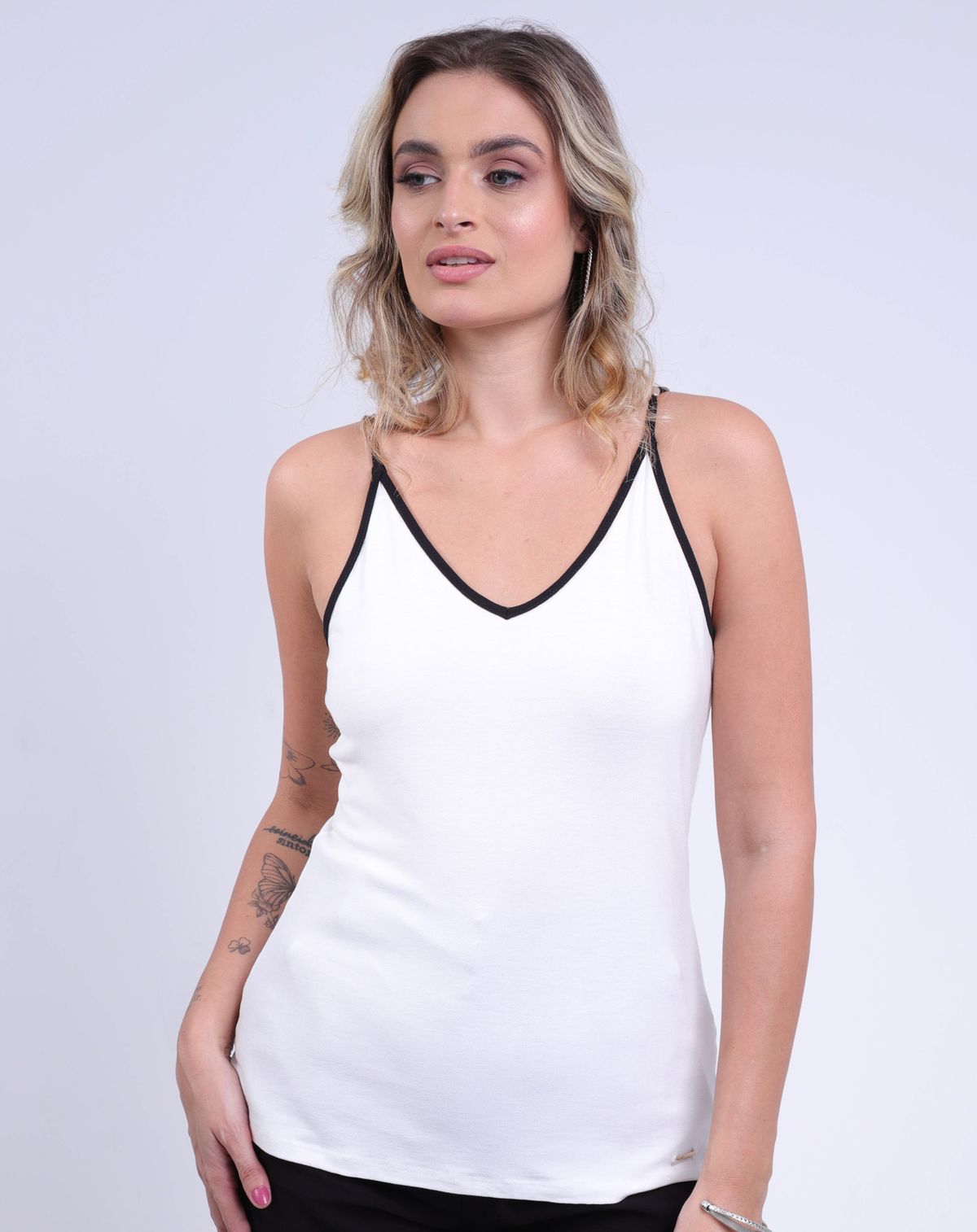 Regata Feminina Alças Finas off white - p